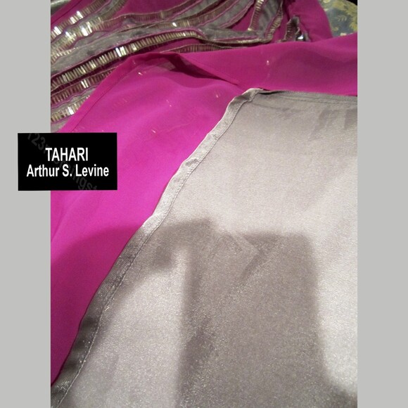 TAHARI ASL NEW Embellished Silver Ribbon Violet Cocktail Sheath Mini Dress — XS - Picture 11 of 13
